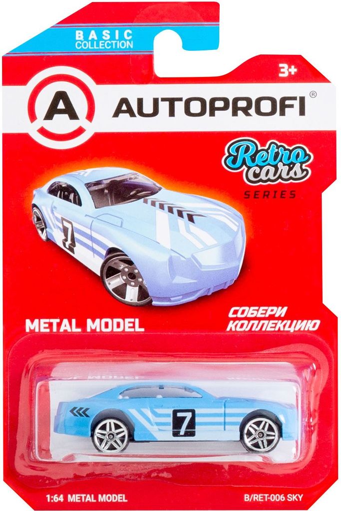 Машинка коллекционная 1:64, Серия RETRO CARS, B/RET-006 голубой \ B/RET-006 SKY