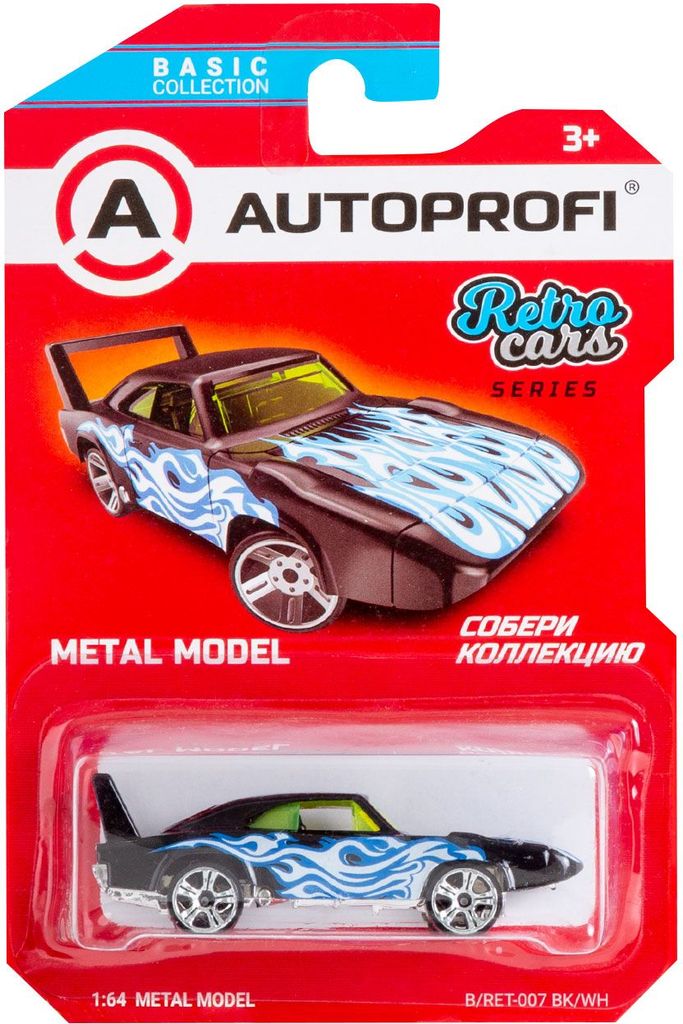 Машинка коллекционная 1:64, Серия RETRO CARS, B/RET-007 чёрн./белый \ B/RET-007 BK/WH