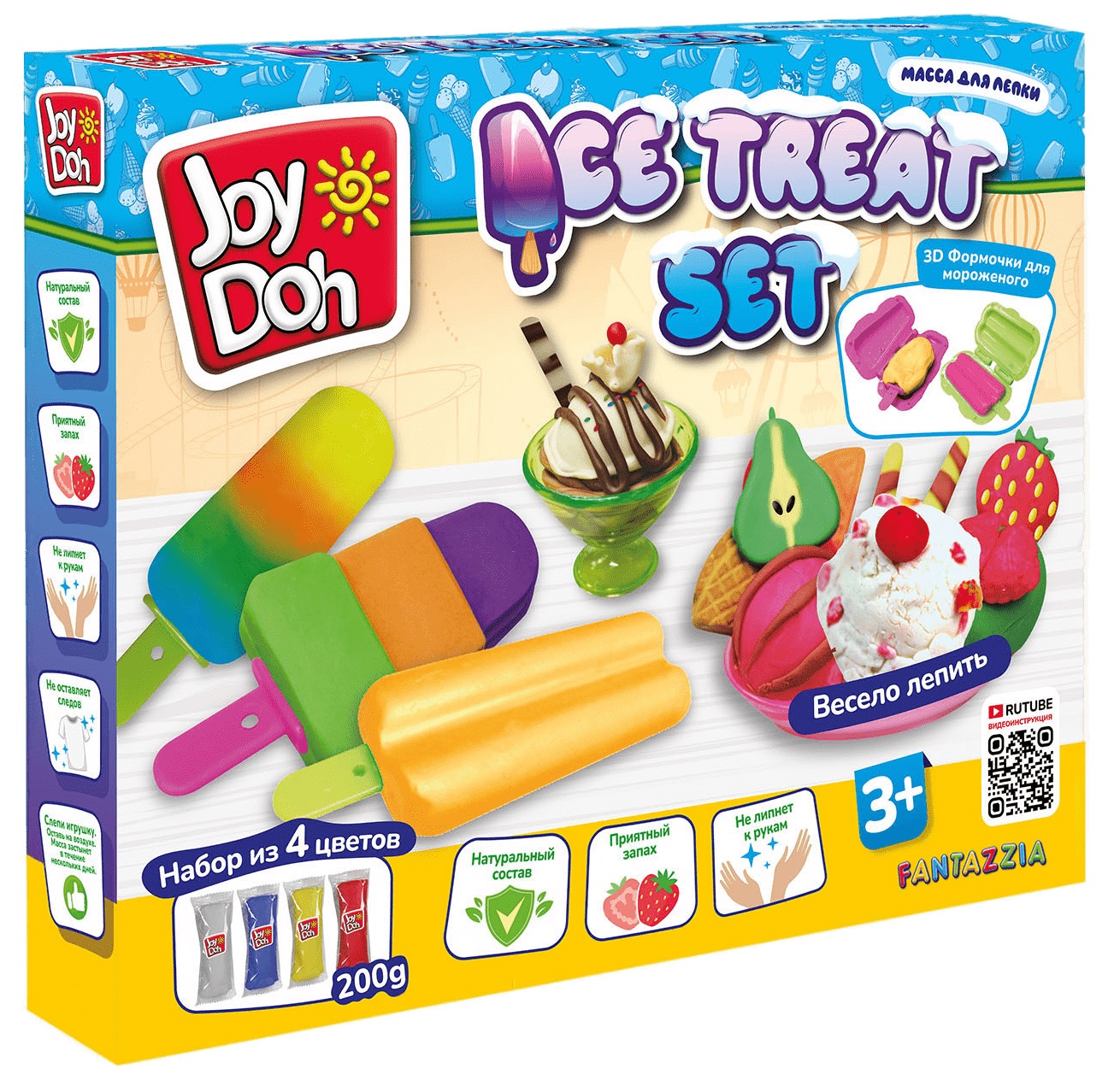 Масса для лепки Joy Doh, набор ICE-TREAT SET - ЭСКИМО (4 х 50г.) \ ICET-200 bag