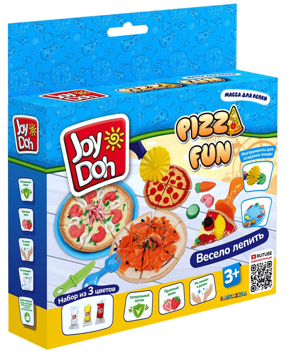Масса для лепки Joy Doh, набор PIZZA FUN - ВЕСЕЛАЯ ПИЦЦА (3 х 20г.) \ PIZZ-60 bag