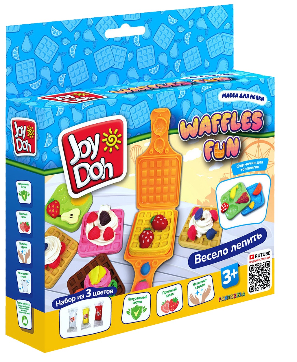 Масса для лепки Joy Doh, набор WAFFLES FUN - ВАФЛИ (3 х 20г.) \ WAFF-60 bag