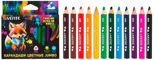 Карандаши цветные 12цв. "JAMBO. Triolino ultra" 4М, трехгран. \ 5022428 deVENTE