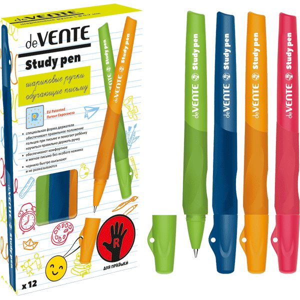 Ручка шарик. "Study pen" 0,7мм, синяя, для правшей\ 5073605 deVENTE