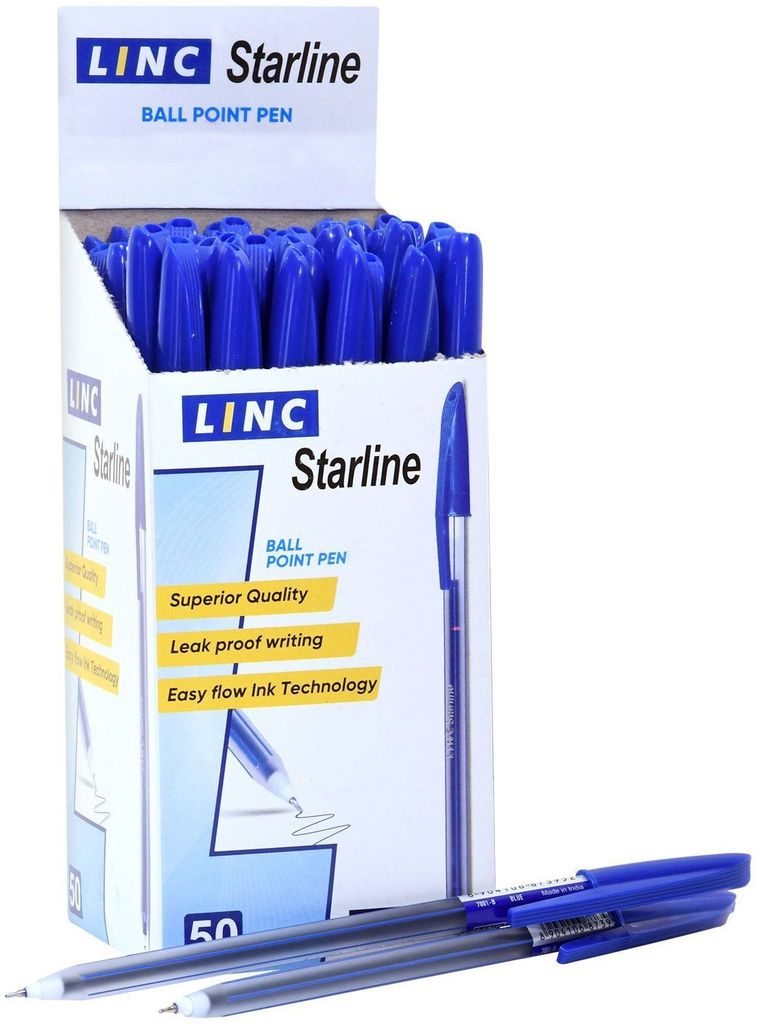 Ручка шариковая Linc StarLine синяя 0,6 мм, прозрач.шестигран. корпус, игольчатый наконечник \ 7001