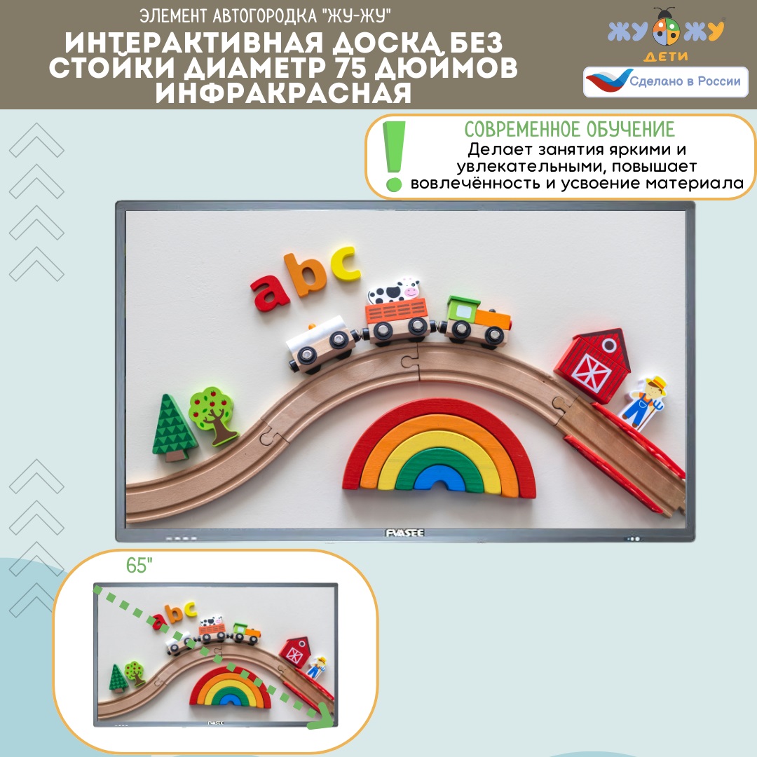 Интерактивная доска без стойки диаметр 75 дюймов инфракрасная \ ЖУ-ЖУ-ИД-0112796562