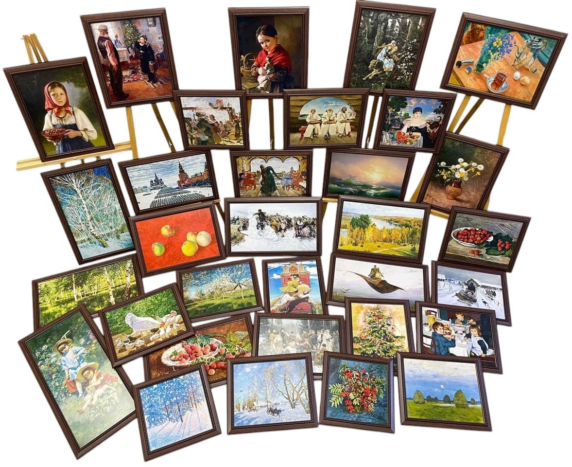 Комплект "Мир шедевров. Картинная галерея в детском саду Выпуск 2" с деревянным мольбертом