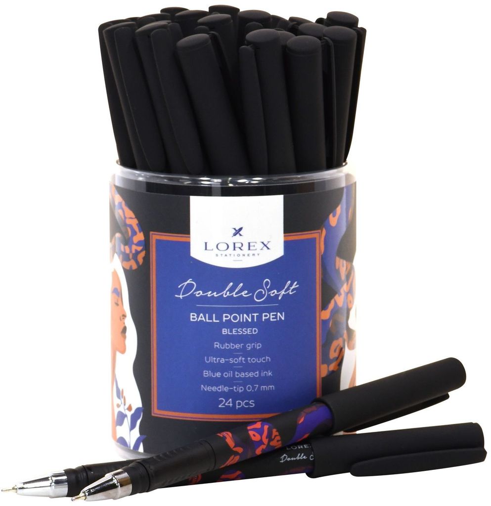 Ручка маслян. LOREX BLESSED Double Soft синий 0,7 мм дизайн кругл. корп. ultra-soft touch, игольчат.наконечник \ LXOPDS-BL