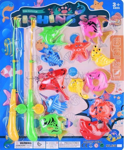 Рыбалка магнитная, 12шт. морских обитателей, 2 удочки \ 830