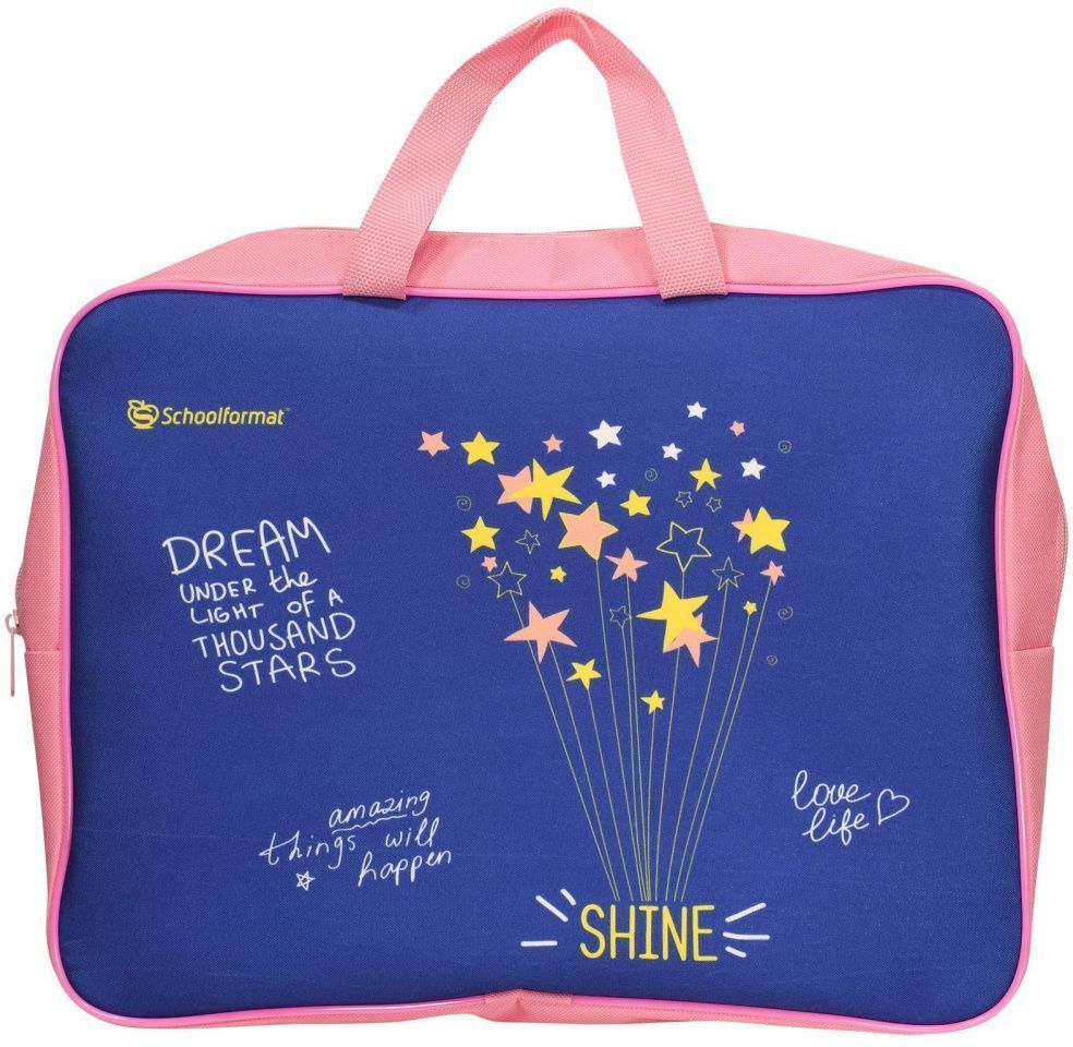 Папка д/труда с ручками широкая А4 Schoolformat SHINE BRIGHT 350х265х60 синий полиэстер, молния \ ПТРТМР-ШНБ