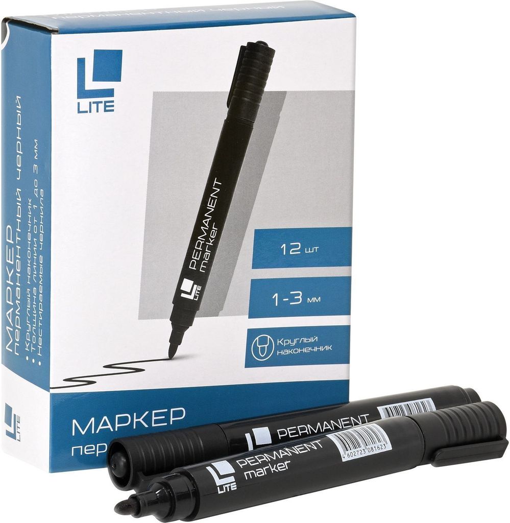 Маркер перманентный  LITE 2,00 мм черный, круглый \ PML01К