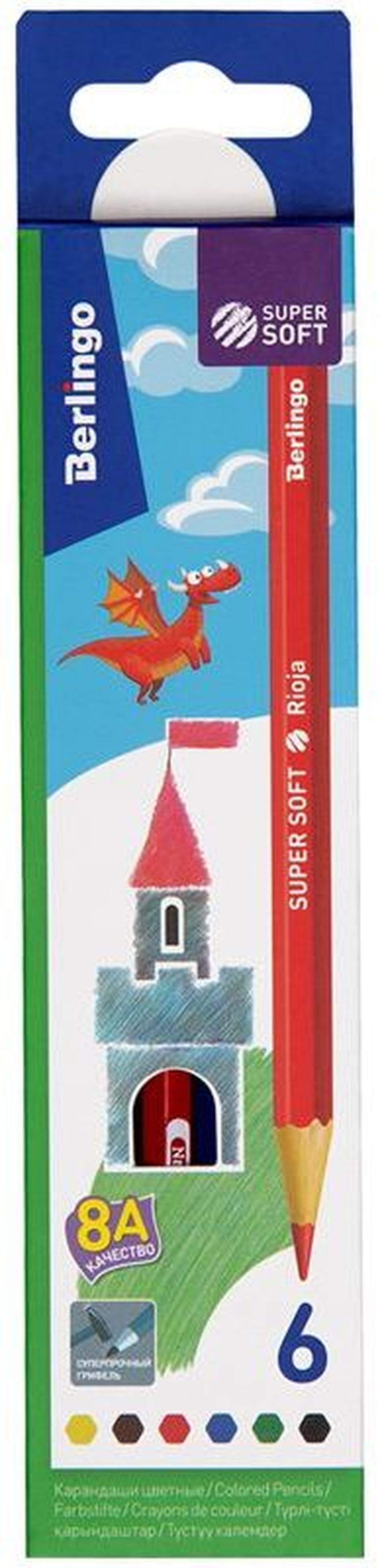 Карандаши 6 цв. "Замки" SuperSoft \ SS00106 Berlingo