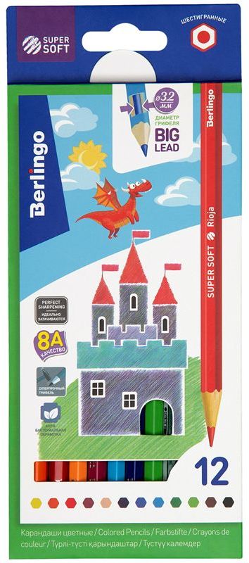 Карандаши 12 цв. "Замки" SuperSoft \ SS00112 Berlingo