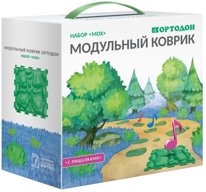 Коврик массажный модульный «Мох» (3шт. + 3шт. с пищалкой) МЯГКИЙ \ ОРТОДОН Россия