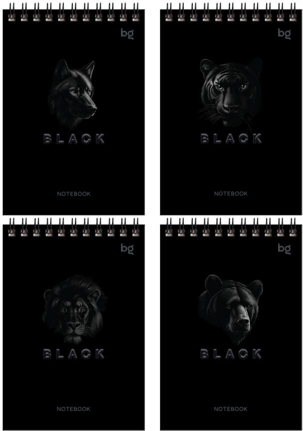 Блокнот А6 60 л. на гребне "Just black" \ Б6гр60 07052 BG