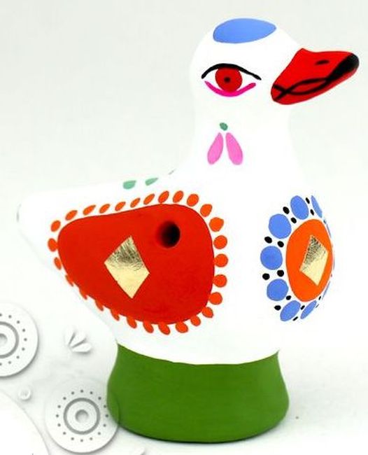 Дымковская игрушка свистулька "Уточка на ступке" \ Россия