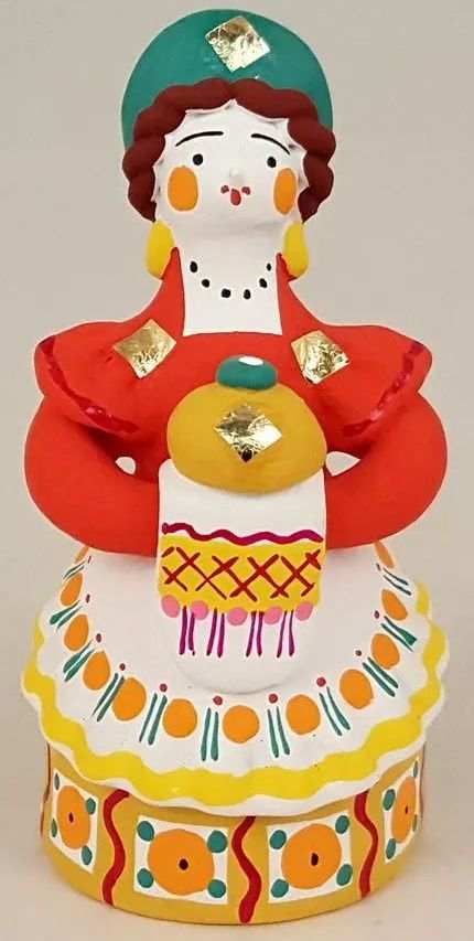 Дымковская игрушка "Барыня с хлебом" №1 \ Россия