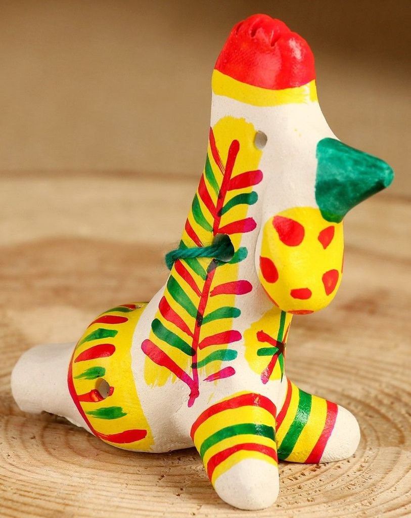 Филимоновская игрушка свистулька "Петушок" 7см \ Россия