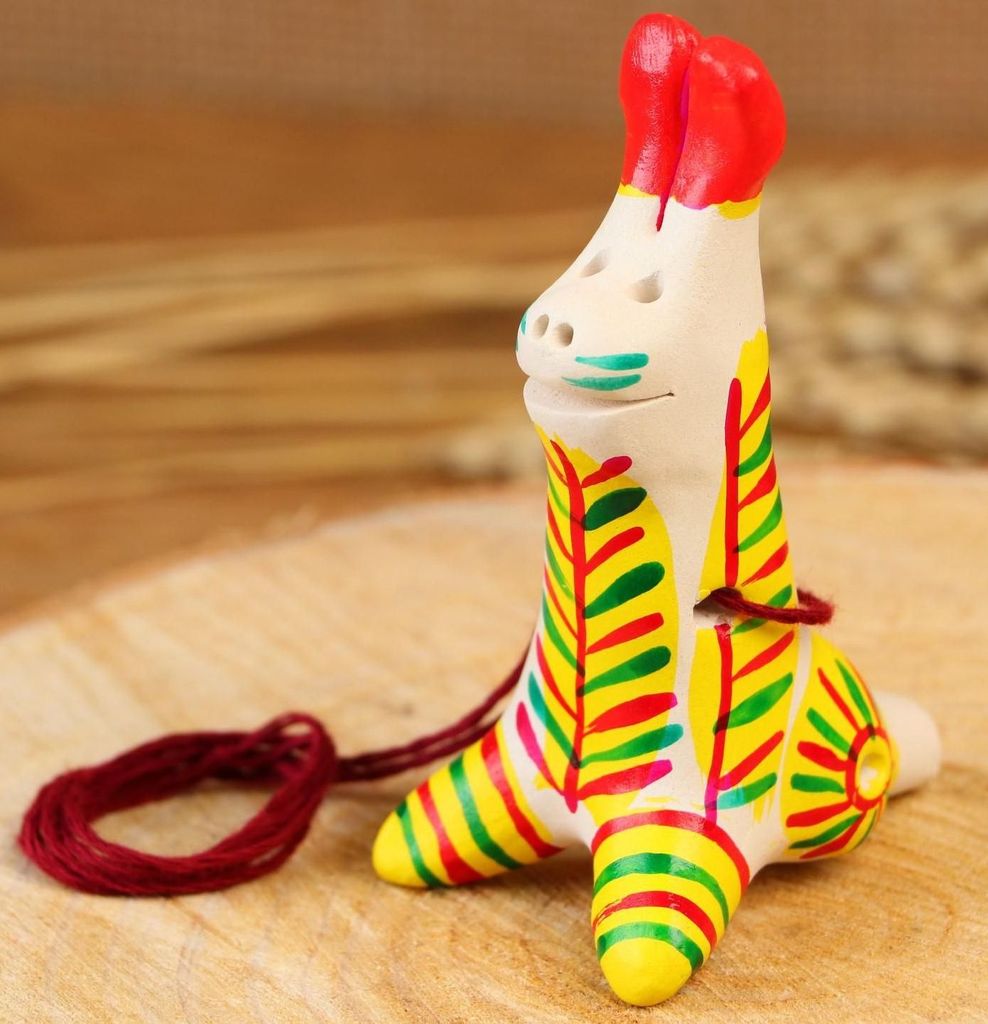 Филимоновская игрушка свистулька "Заяц" 14см \ Россия