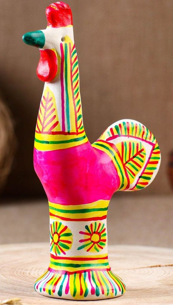 Филимоновская игрушка колокольчик "Петух" 12см \ Россия