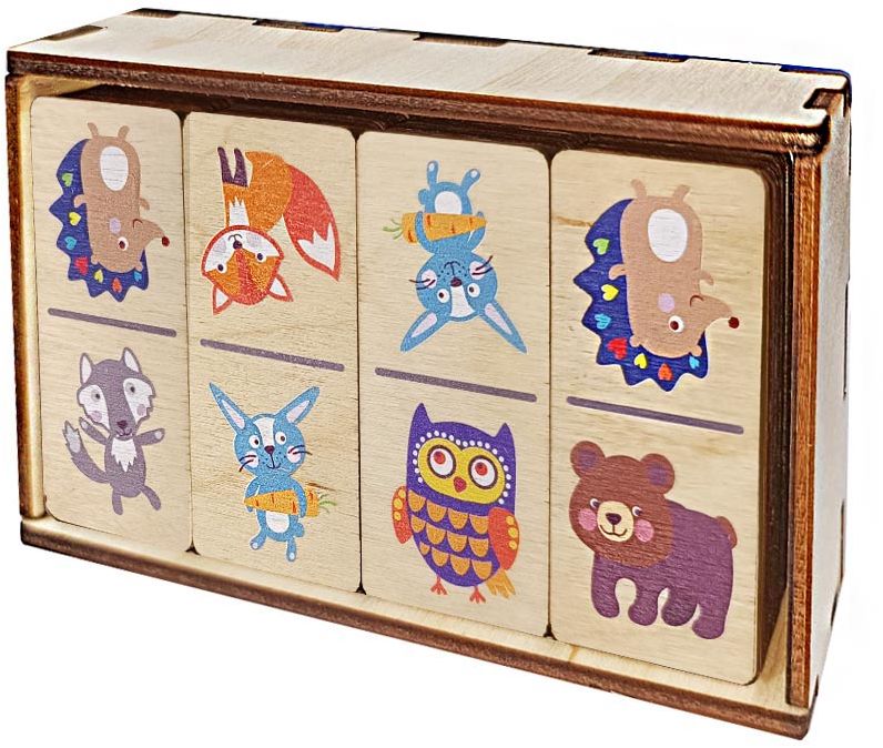 Домино деревянное "Животные" 28фишек (60*27мм) \ 10 Королевство 04536, Россия