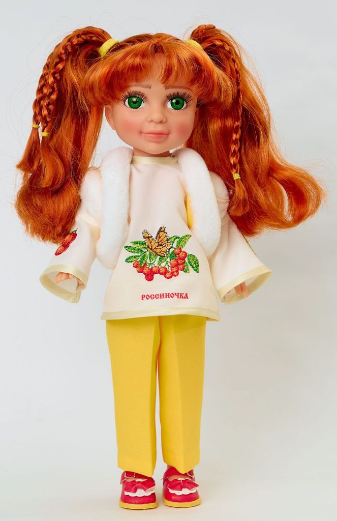 Авторская кукла РОССИНОЧКА №1 в желтом костюме с рябинкой \ Россия, РЖКРяб1