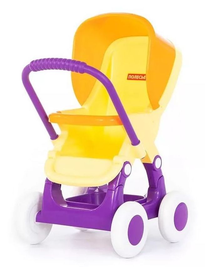 Коляска для кукол прогулочная 4-х колёсная Alisa, желтая (45х33,5х60см, в пакете) \ 95237 Полесье