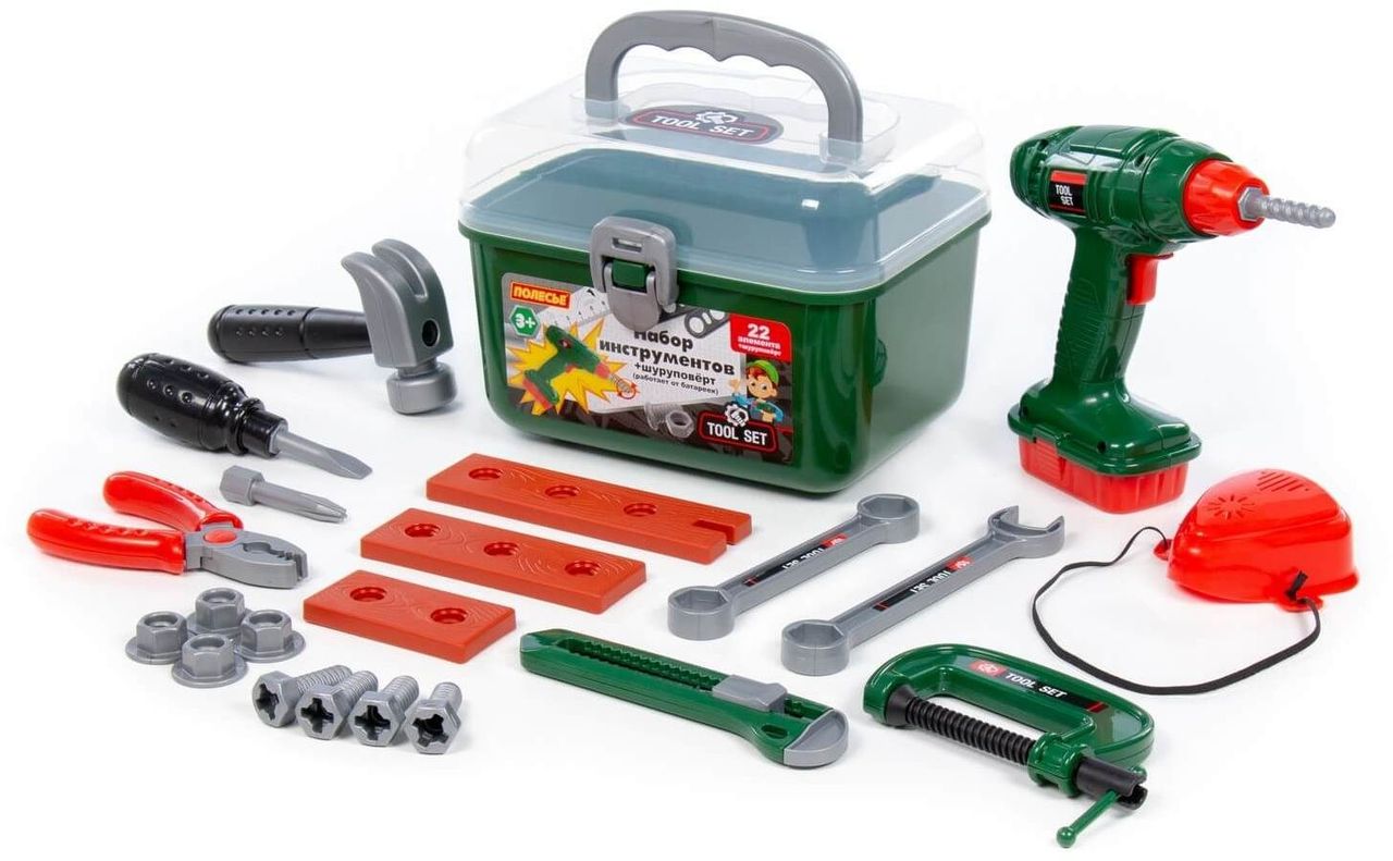 Набор инструментов №71 (22 эл.) + шуруповёрт (в чемоданчике) \ 07989 Полесье