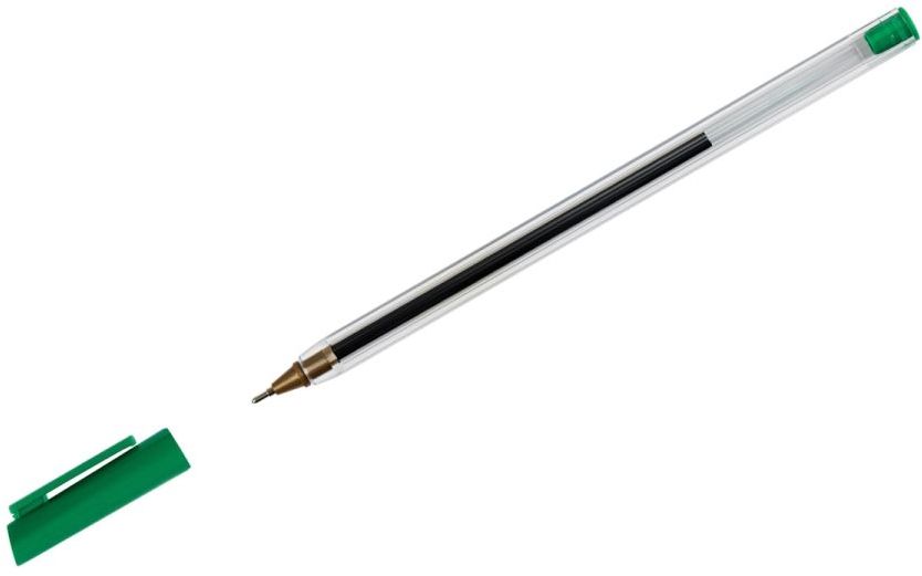 Ручка шариковая "800" зеленая, 0,7мм, прозрачный корпус \ РШ-30358 СТАММ