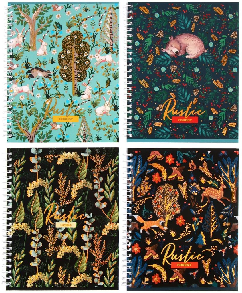 Тетрадь 96 л. А5, клетка на гребне "Rustic" тиснение голограф. фольгой \ Т5гр96_тгф 10016 ВG