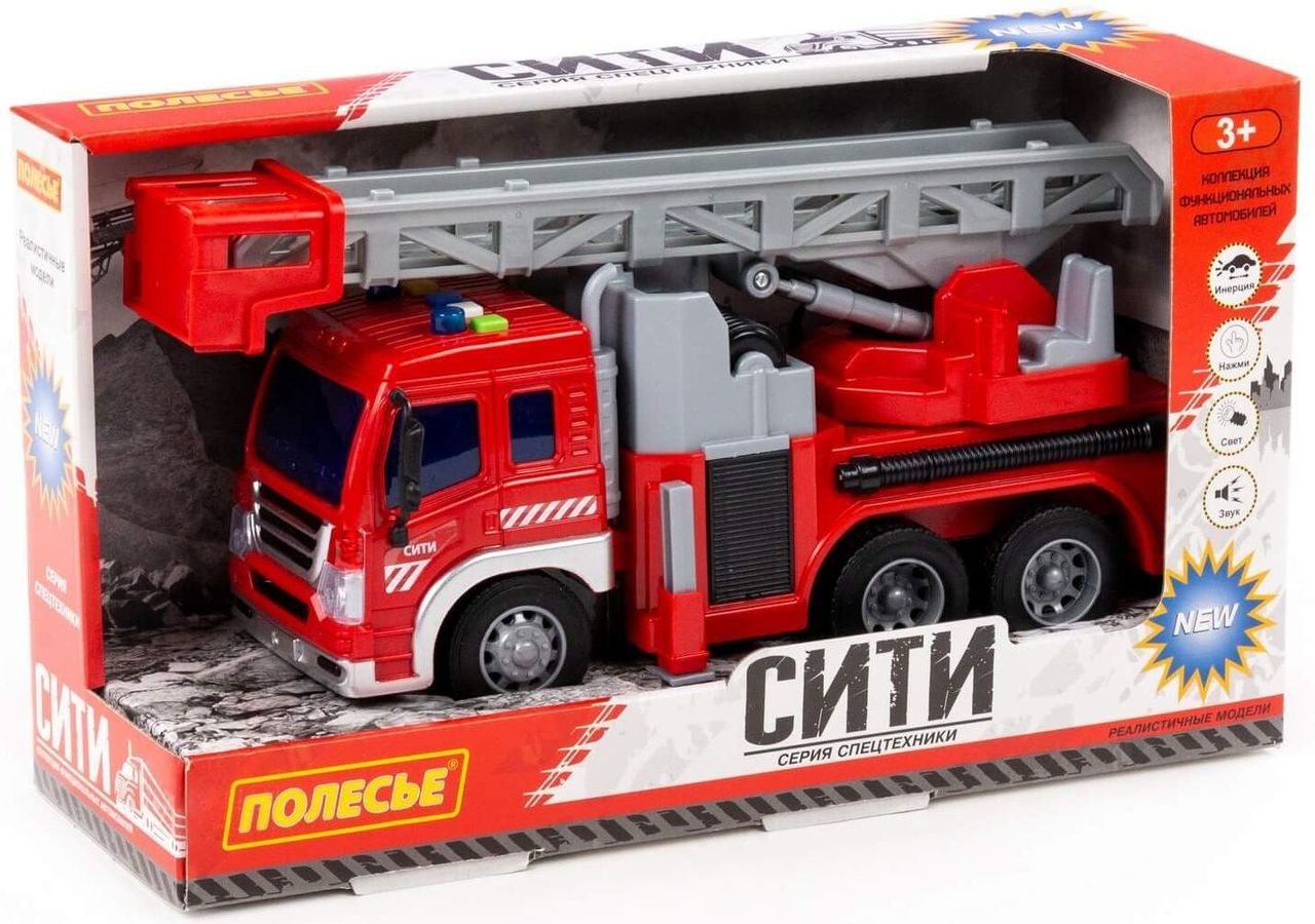 Авто "Сити" пожарный, инерционный (свет, звук, в коробке) \ 54545 Полесье
