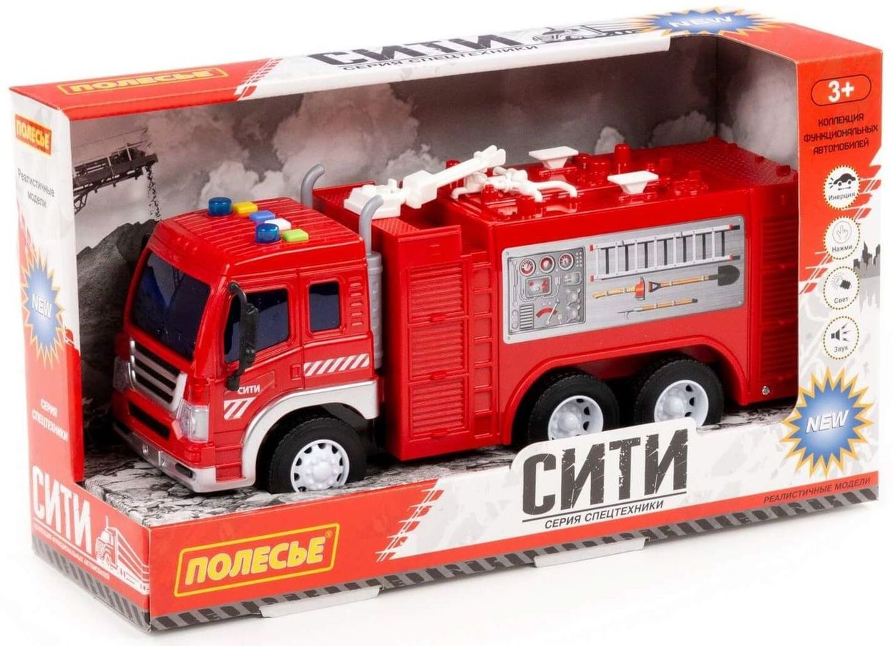 Авто "Сити" пожарный, инерционный (свет, звук, в коробке) \ 86396 Полесье