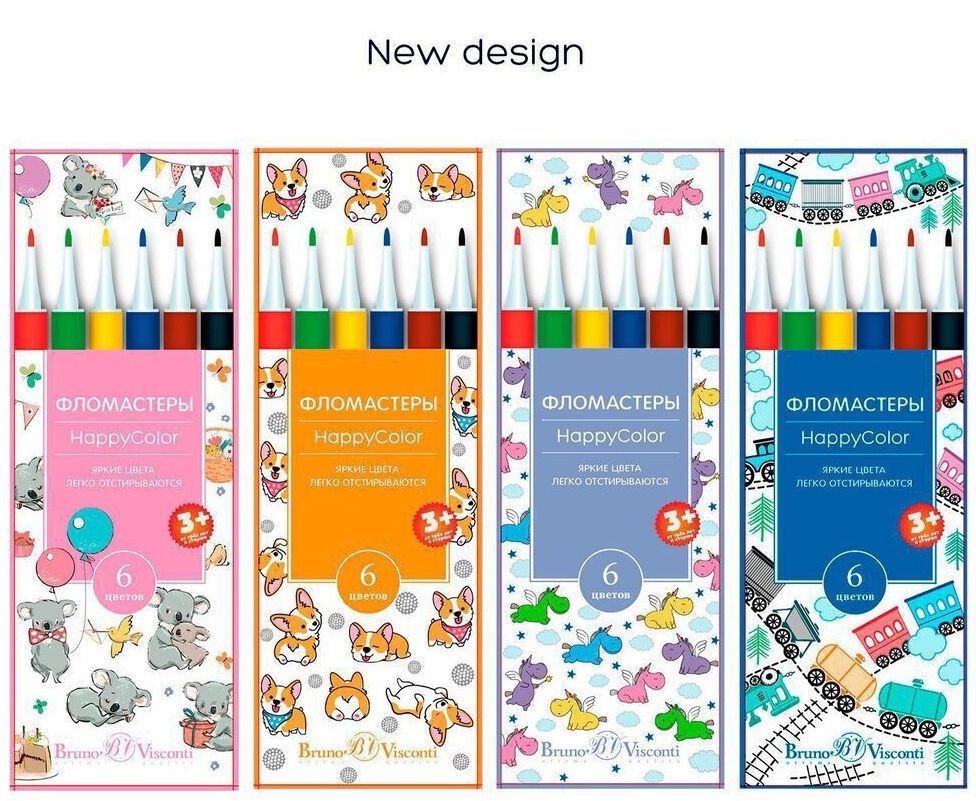 Фломастеры 06цв., "Felt pens. Happycolor" \ 32-0024 BV